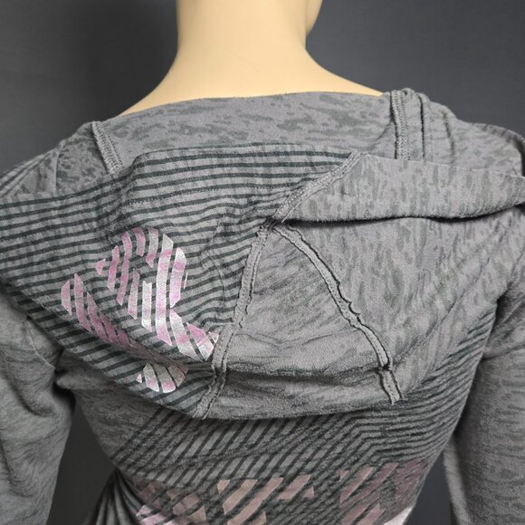 Y2K Joshua Perets Grey Pink Fitted Hoodie Size M Emo Scene Indie Sleaze 2000s - Picture 3 of 9
